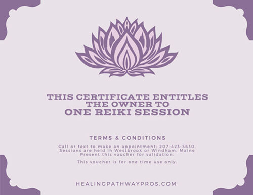 Gift Certificate for one Reiki Session at Healing Pathway Pros, LLC.